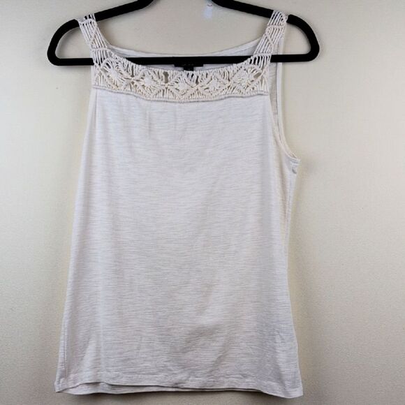Ralph Lauren Cream Cotton Slub Crocheted Macrame Women's Camisole Top Size M - Picture 1 of 10